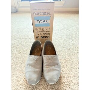 Toms Classic Ash Denim Herringbone Slip On Shoes Womens 6 Grey 10003033